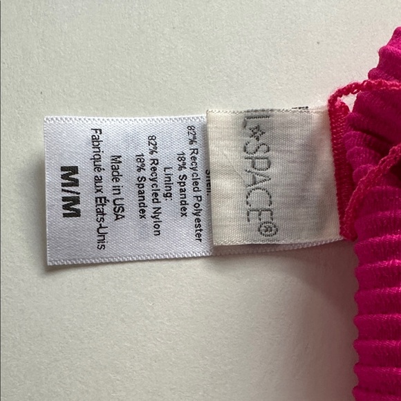 L*Space Hot Pink Jess Ribbed Bikini Top & Desi High Waist Bikini Bottom - Picture 3 of 4